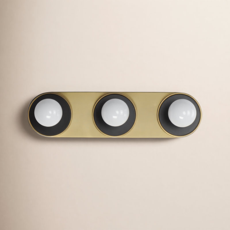 Rocha 3 - Light Dimmable Bath Bar, No, Black/Natural Aged Brass