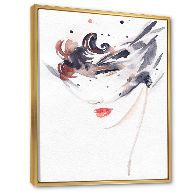 «Venice Mask Fashion Woman», œuvre d'art sur toile glamour, H 40 po x l 30 po, Toile encadrée flottante dorée
