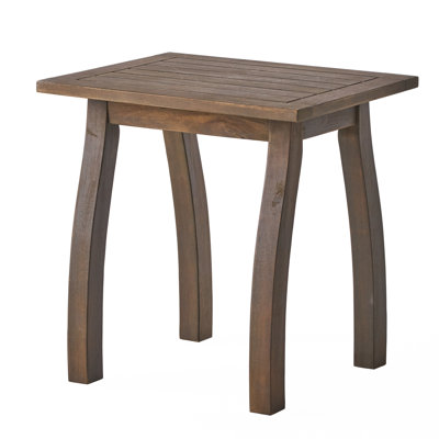 Outdoor Gray Wood Table - 14.75 Inches Deep, 18.79 Wide, 18.73 High For Coastal Backyard Accent High, Deep