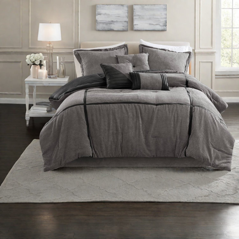 Ensembles de literie douillets, polyester Cal King Modern Home Comfort, gris