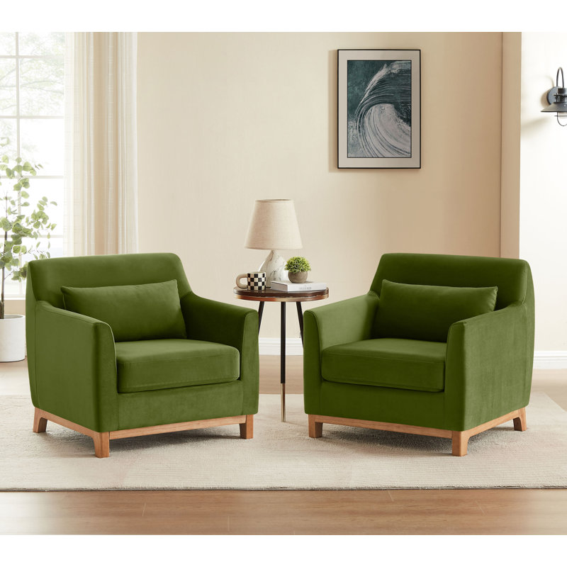 Fauteuil Aishah de 31,5 po de largeur, Velours olive