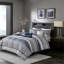 Ensemble d'édredon 7 pièces jacquard bleu marine-122118898-122118901