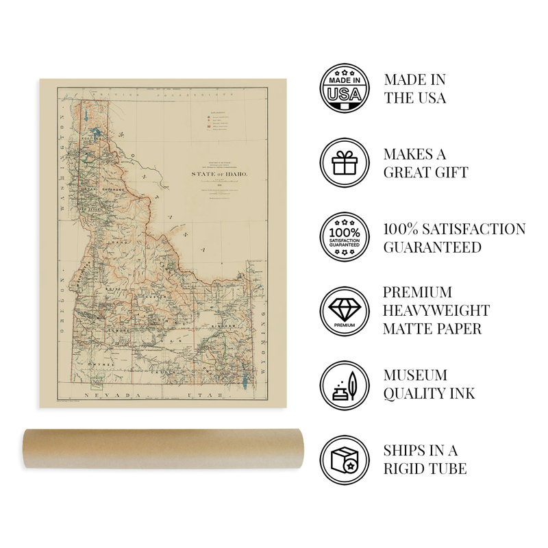 Williston Forge 1891 Idaho Map Print - Old Map Of Idaho Wall Art Poster ...