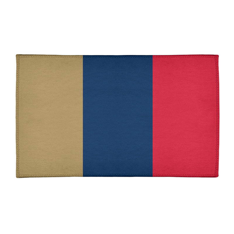 Tapis à rayures or/bleu marine/rouge, Rectangle 4 pi x 6 pi