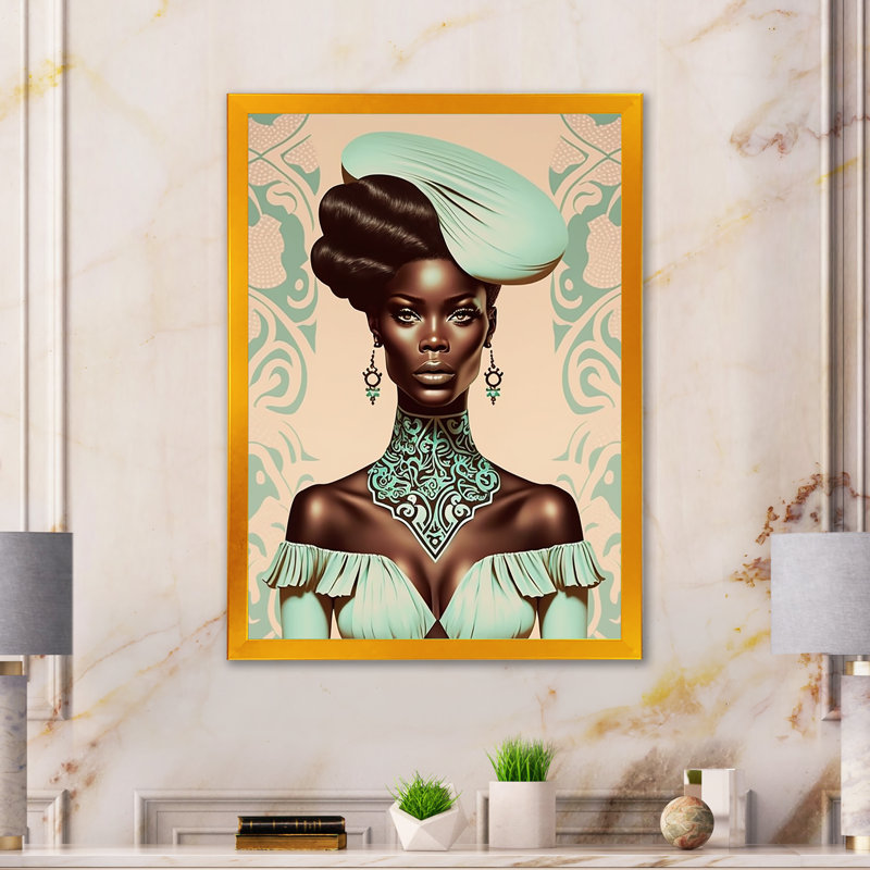 «Clennell Beautiful Retro African American Model II», reproduction sur toile, H 20 po x l 12 po x P 1 po, Encadrement doré