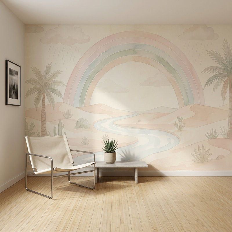 Papier peint Pastel Desert Landscape Rainbow Sand Dunes, 200 po x 120 po, Texturé non collé