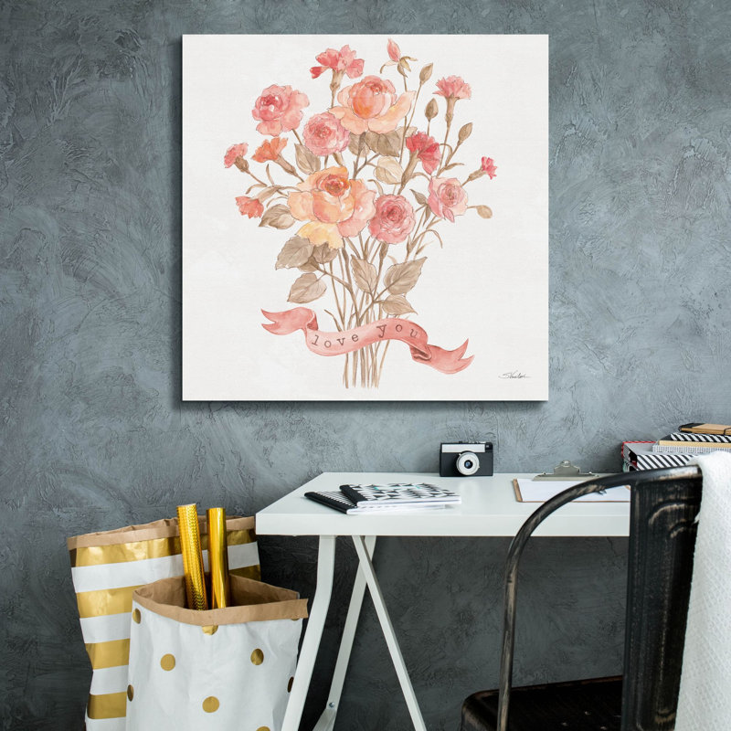 «Romantic Blooms 5» par Silvia Vassileva, art mural sur toile, H 26 po x l 26 po