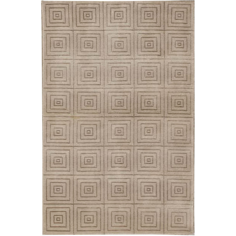 Tapis ivoire et beige noué à la main de haute qualité