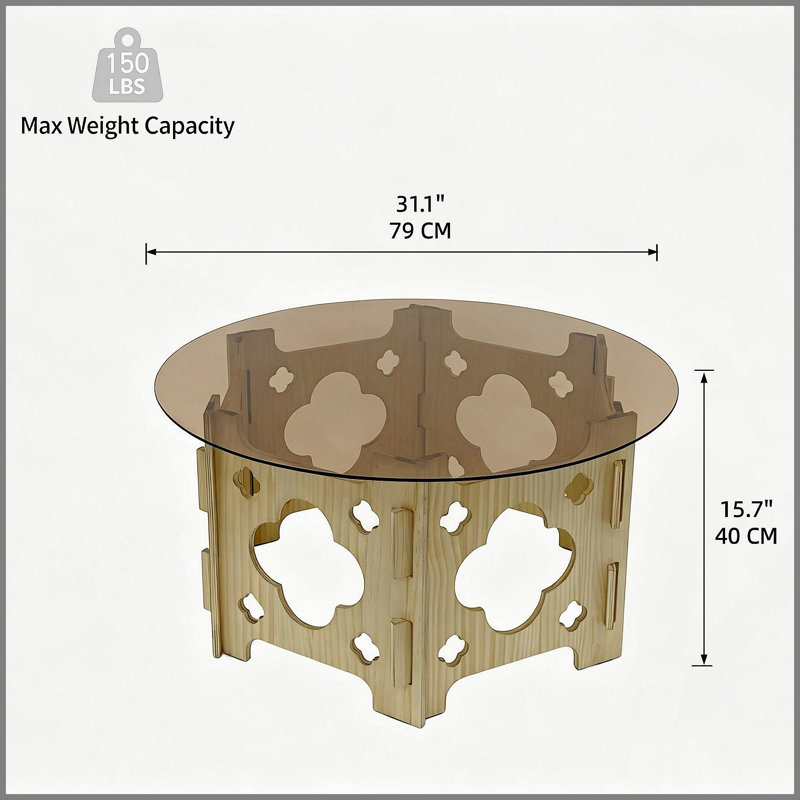 Table basse ronde, 15.7" H x 31.1" W x 31.1" D