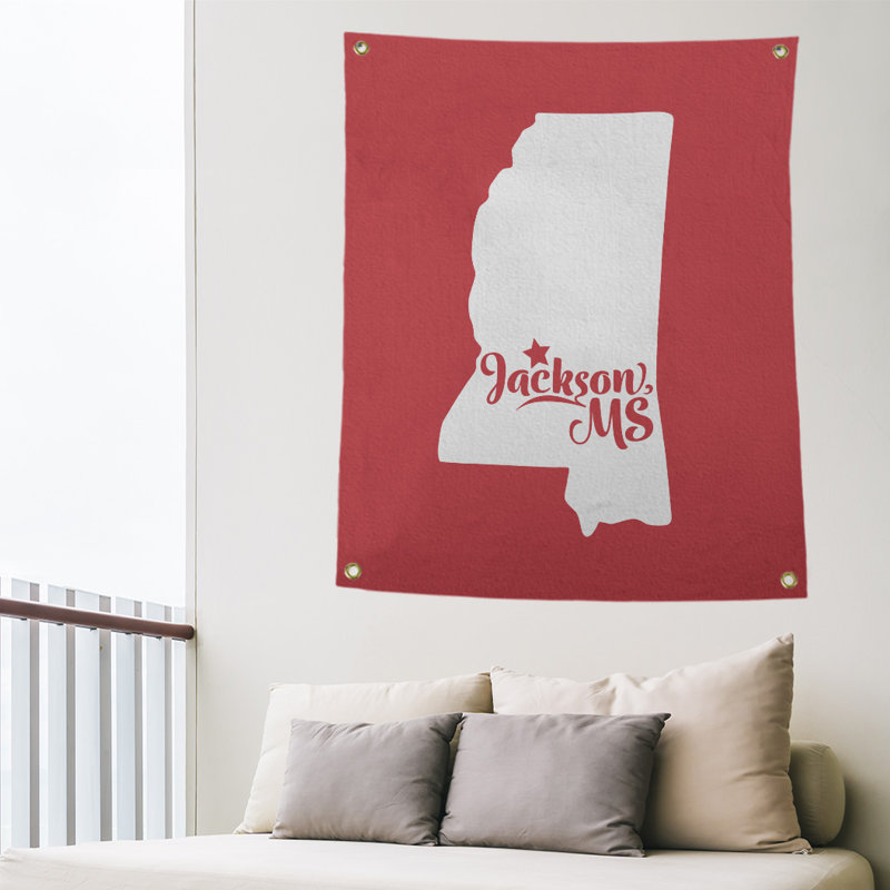 Tapisserie murale mississippi jackson, H 80 po x l 59 po, Rouge