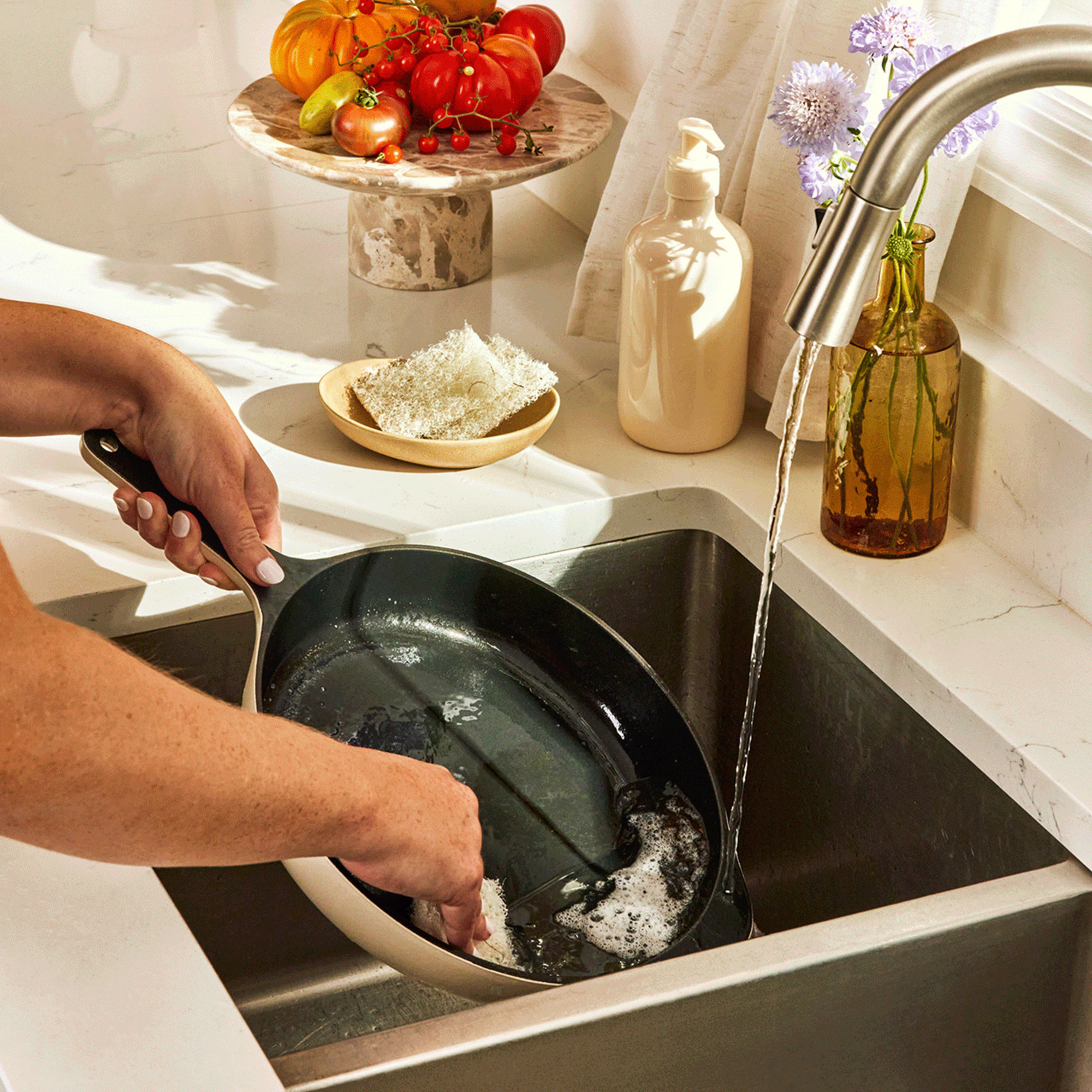 Caraway 10.5" Enameled Cast Iron Skillet, Cream