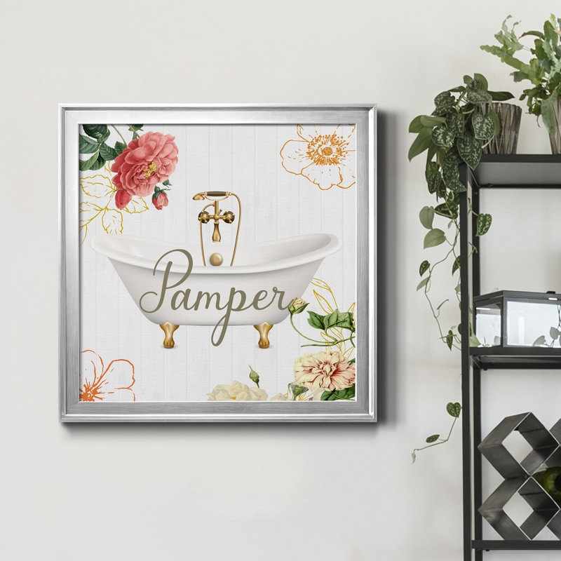 Pamper - peinture sur toile encadrée, Toile encadrée argentée, H 30,5 po x l 30,5 po x P 1,5 po