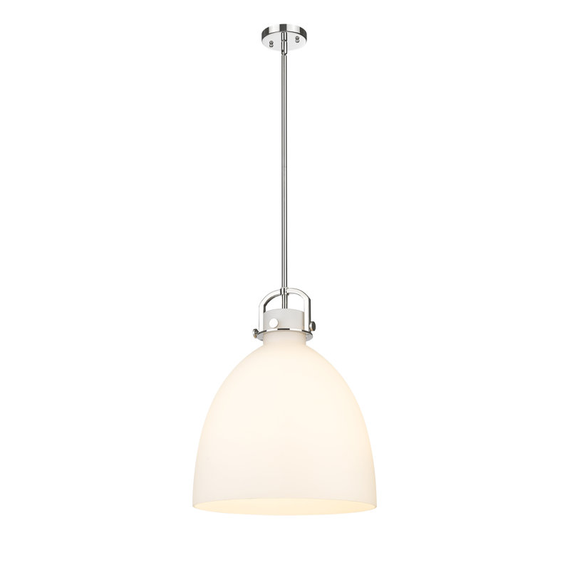 Luminaire suspendu 1 lumière Badillo, Blanc mat, H 19,63 po x l 16 po x P 16 po, Nickel poli