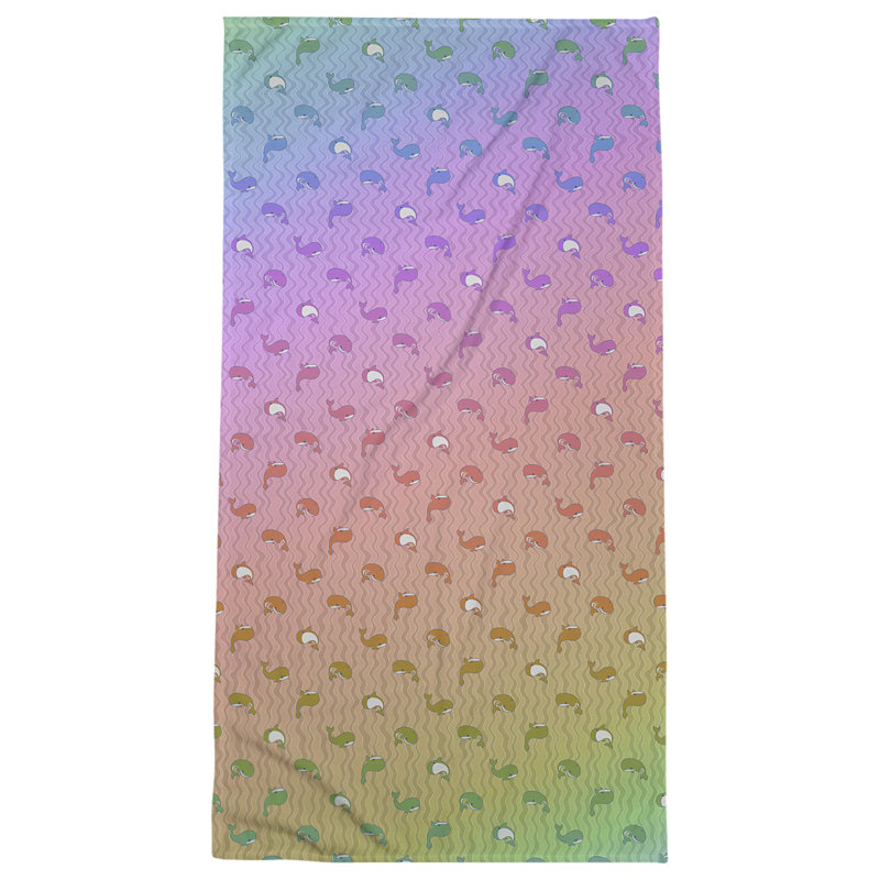Serviette de bain katelyn elizabeth baleines, Noir / Rouge / Blanc