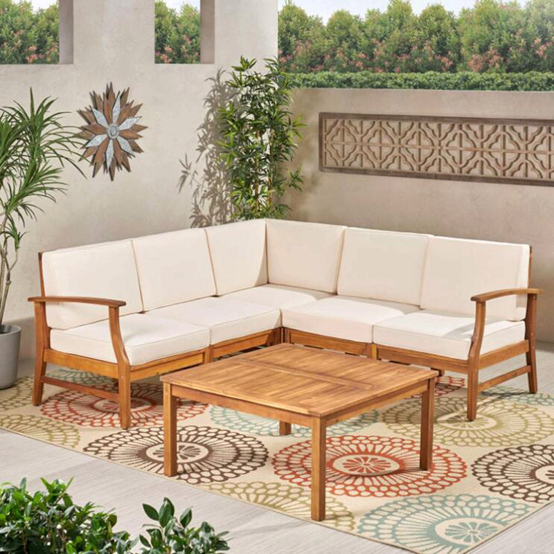 Perla 6-Pcs Sofa Set, Cream, Brown