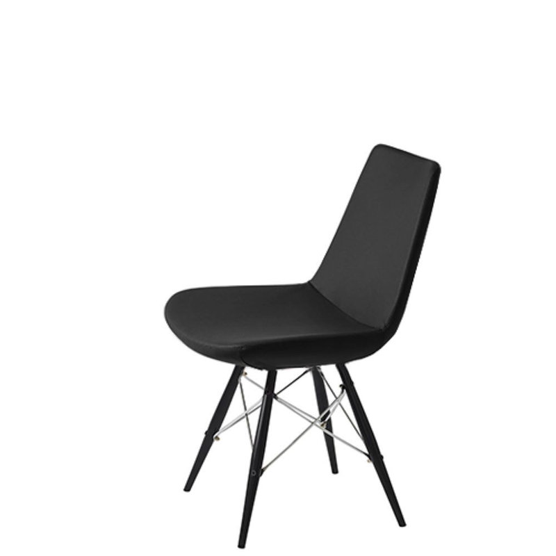 Shinkle 17'' H Faux Leather Upholstered Side Chair, Pastel Orange Leatherette, Black