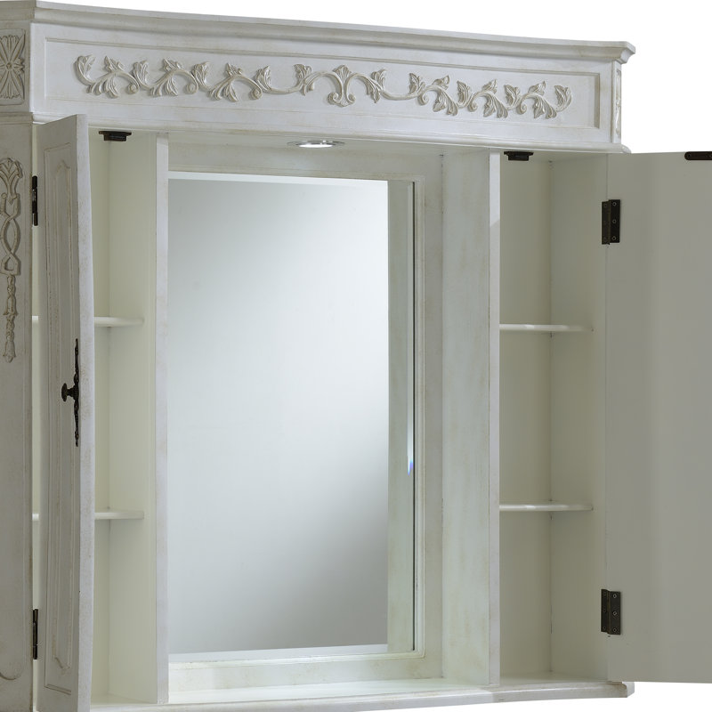 Armoire à pharmacie avec éclairage à DEL Burnet, Blanc antique