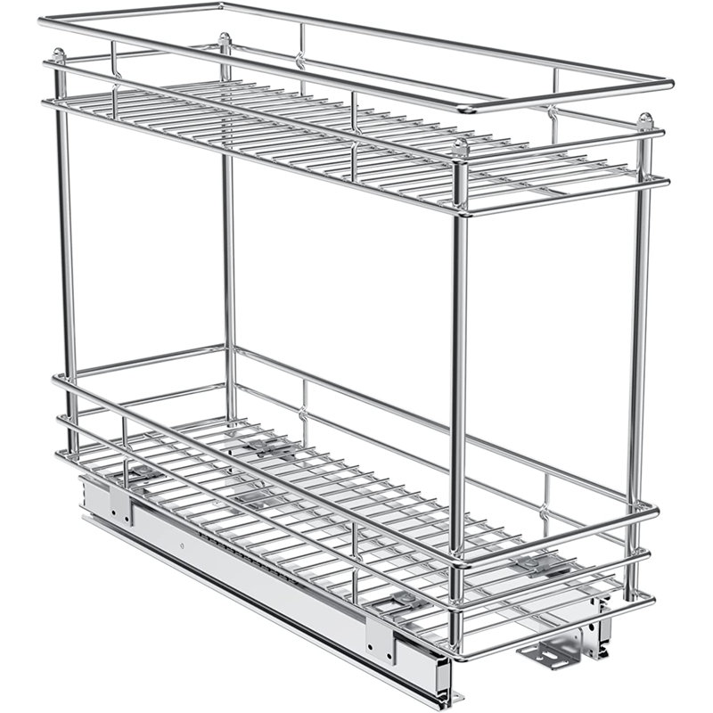 Rashun Steel Pull Out Drawer, 17.5" H x 21" D x 5" W, Silver