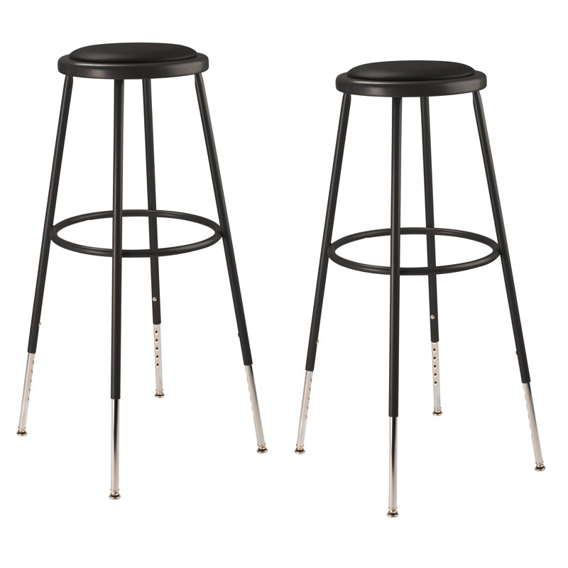 Adjustable Height Ergonomic Lab Stool with Footring, 32" - 39", Black
