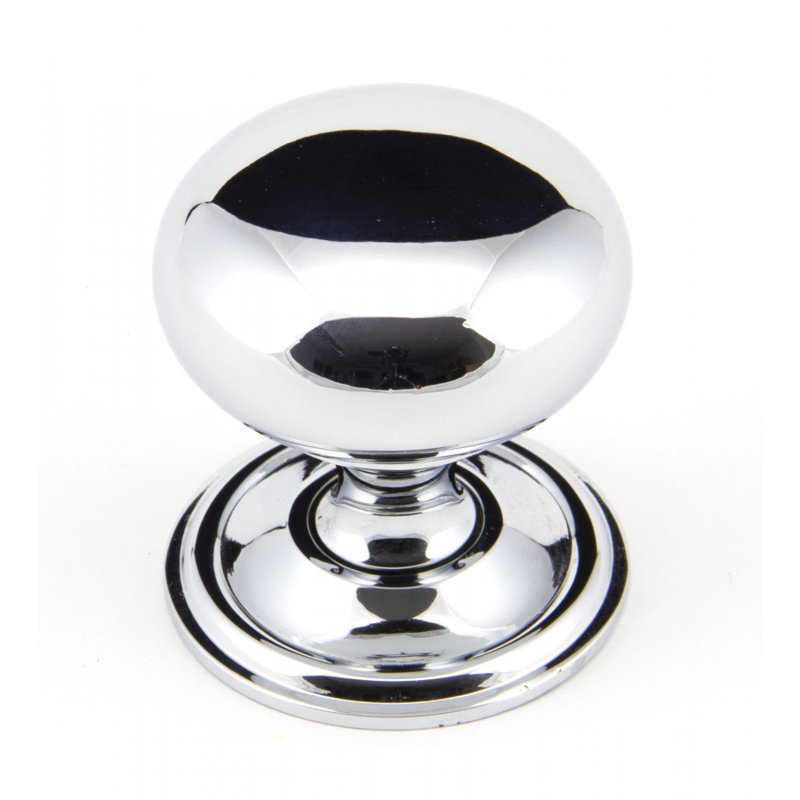 Oval Mushroom Knob, Polished Chrome, 3.2cm