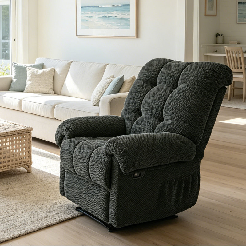 Fauteuil inclinable manuel en tissu 36,2 po avec repose-pieds rembourré
