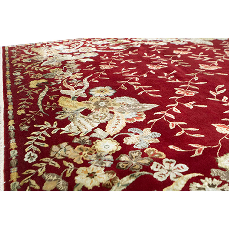 Tapis rouge et rouge noué à la main de haute qualité