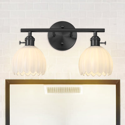 Light Dimmable Bathroom Vanity Light With White Glass Shades