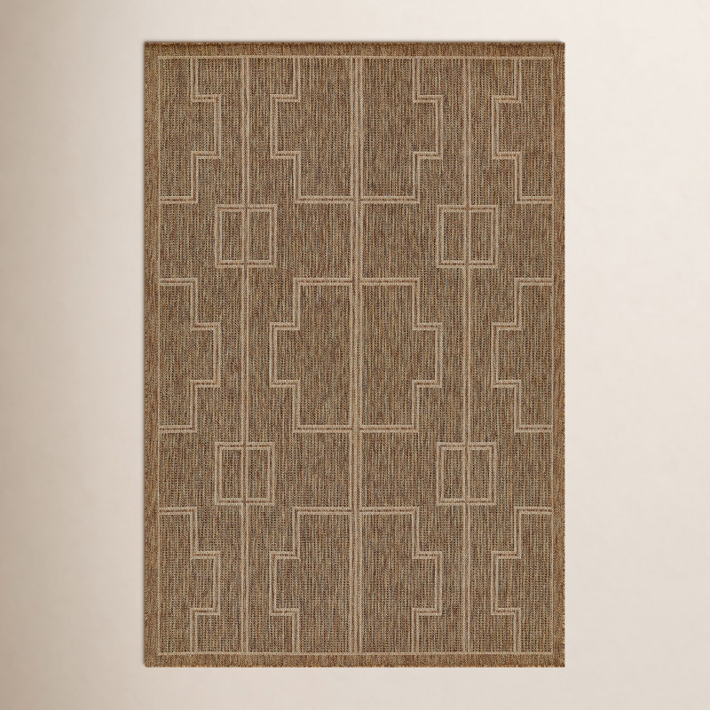 Tapis intérieur / extérieur brun / beige Ava, Rectangle 3 pi 3 po x 5 pi