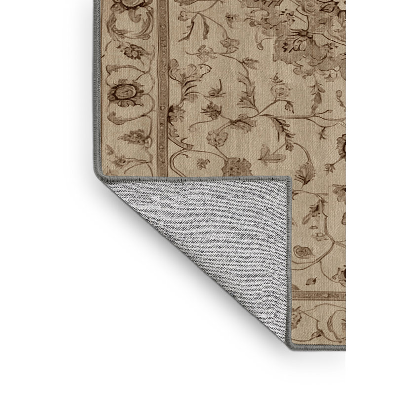 Tapis gris Tabriz lavable à la machine, Rectangle 6 pi x 9 pi