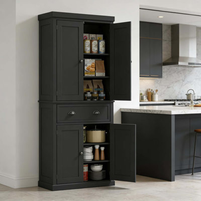 Traditional Freestanding Pantry Cabinet with Adjustable Shelving