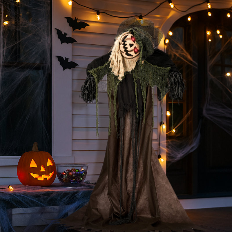 Décorations d'Halloween de 5,7 pi avec un visage de citrouille
