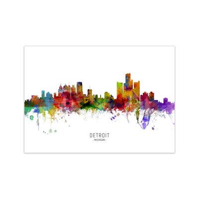 Detroit Michigan Skyline by Michael Tompsett - Print