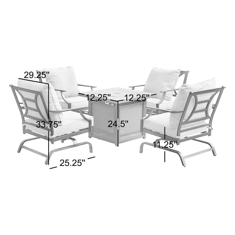 Ensemble de conversation d'extérieur pour 4 personnes avec coussins Amaurion, Beige