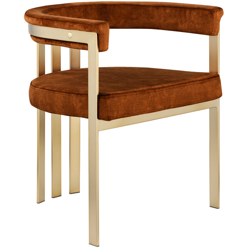 Marcello Velvet Ladder Back Arm Chair, Cognac Velvet