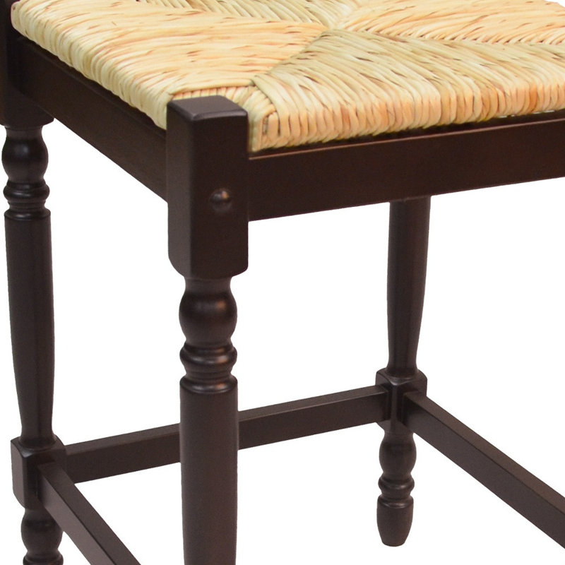 Chaise de bar naturelle sans dossier avec repose-pieds, Espresso, Tabouret de comptoir (siège d'une hauteur de 24 p