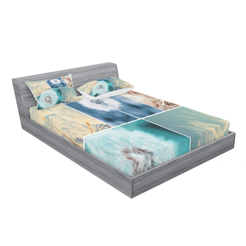 Dandelion Microfiber Sheet Set, Queen Sheet Set + Fitted Sheet + 2 Pillowcases