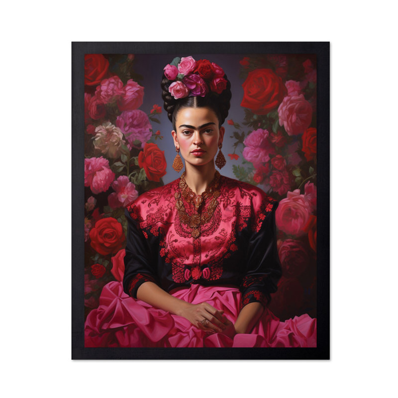 Portrait floral rose Frida, Unframed, Poster, 18"H x 24"W