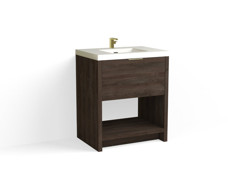 Vista 30" W Freestanding Single Bathroom Vanity, White Nanomatte/Polished Nickel, Single-Hole, White Matte