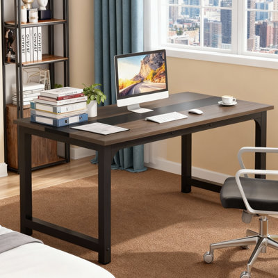 63" Heavy Duty Home Office Desk – Modern Industrial Computer Workstation with Steel Frame, Spacious Desktop & Adjustable Feet, Rustic by Direct Marketplace