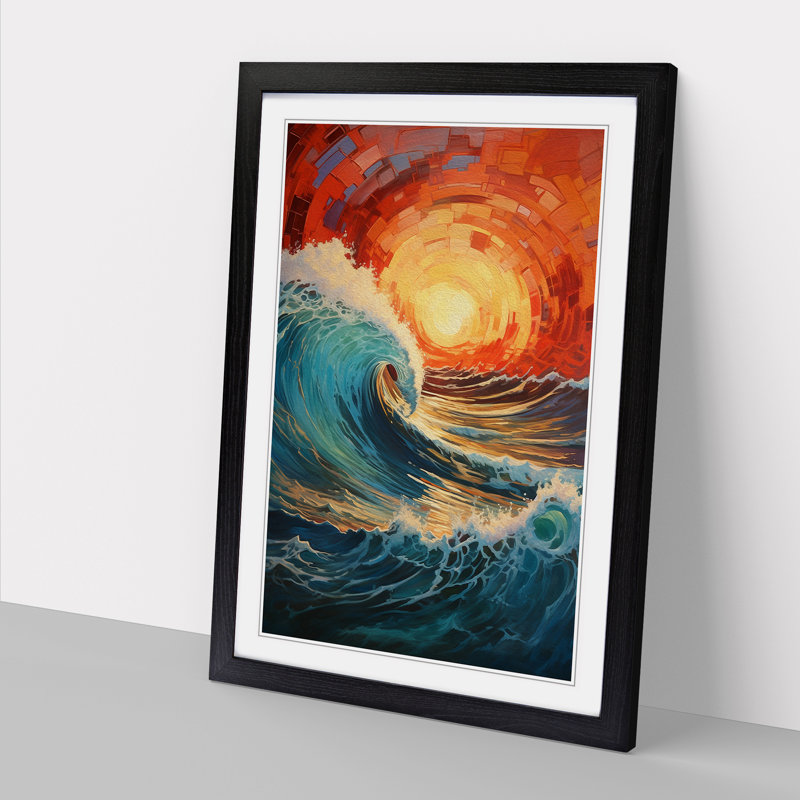 Wave Modern Expressionism - Framed Print, 34cm H x 25cm W x 2cm D, Black