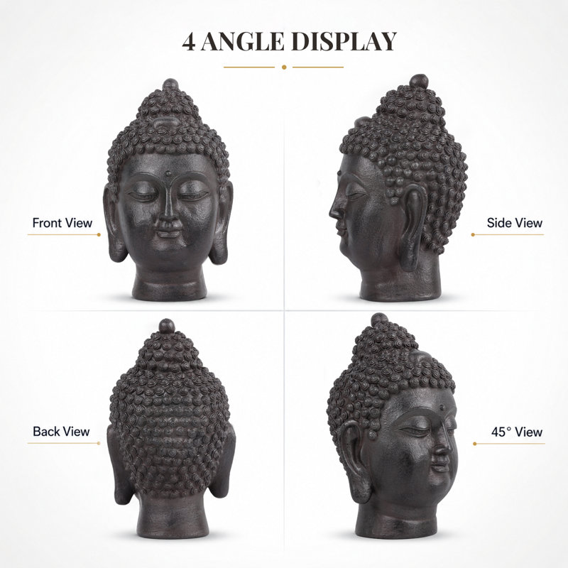 Meditative Buddha Head Statue, Brown