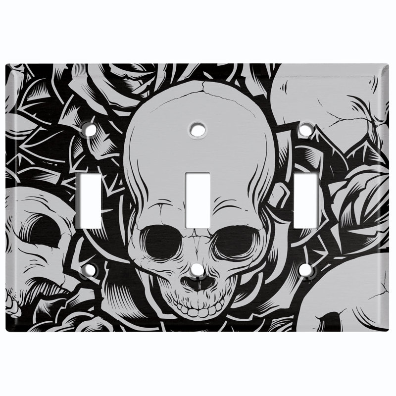 Plaque murale d'interrupteur à bascule Skull Roses Flower