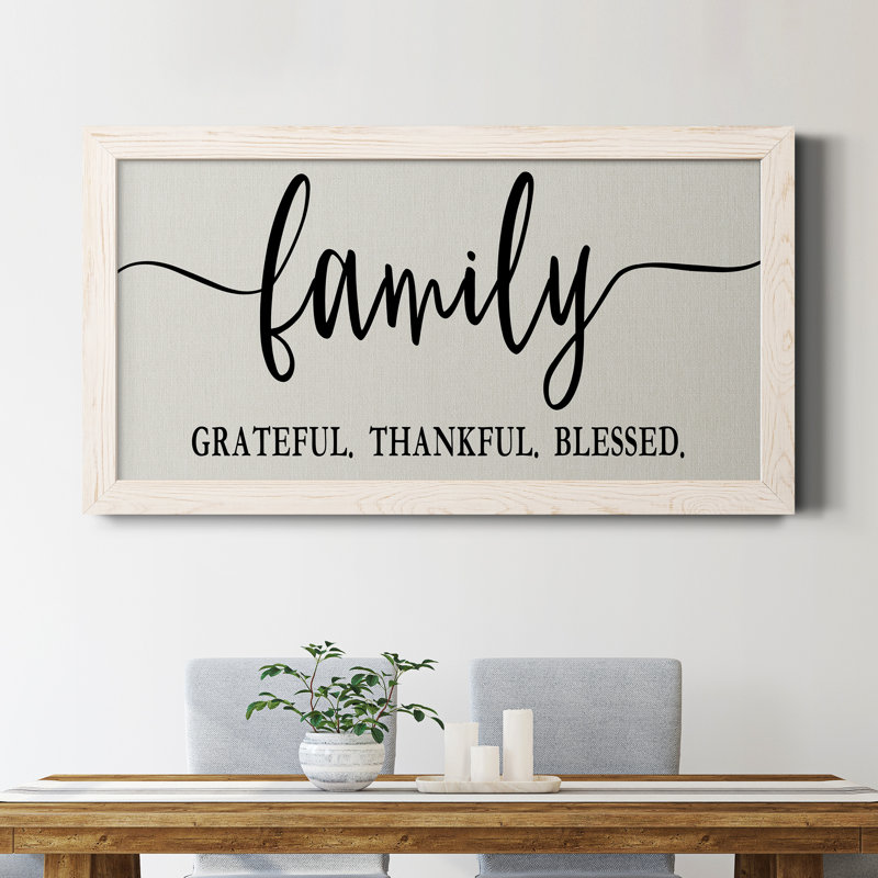 «Family Grateful», art textuel sur toile, Blanc