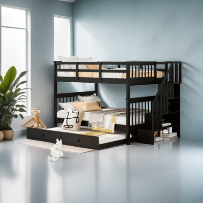 Full-Over-Full Bunk Bed With Twin Size Trundle