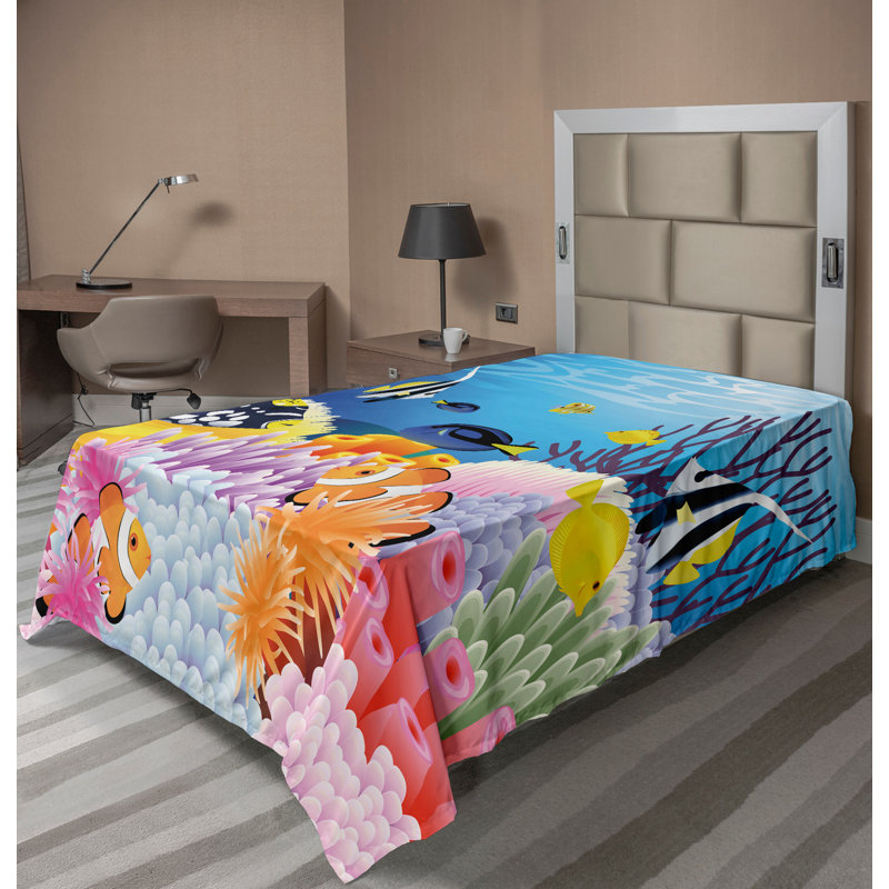 Multicolore Ambesonne, Drap plat pour lit simple