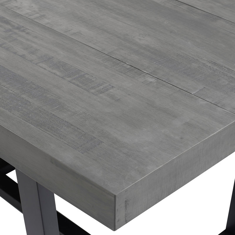 Rustic Metal and Solid Distressed Dining Table, Gray