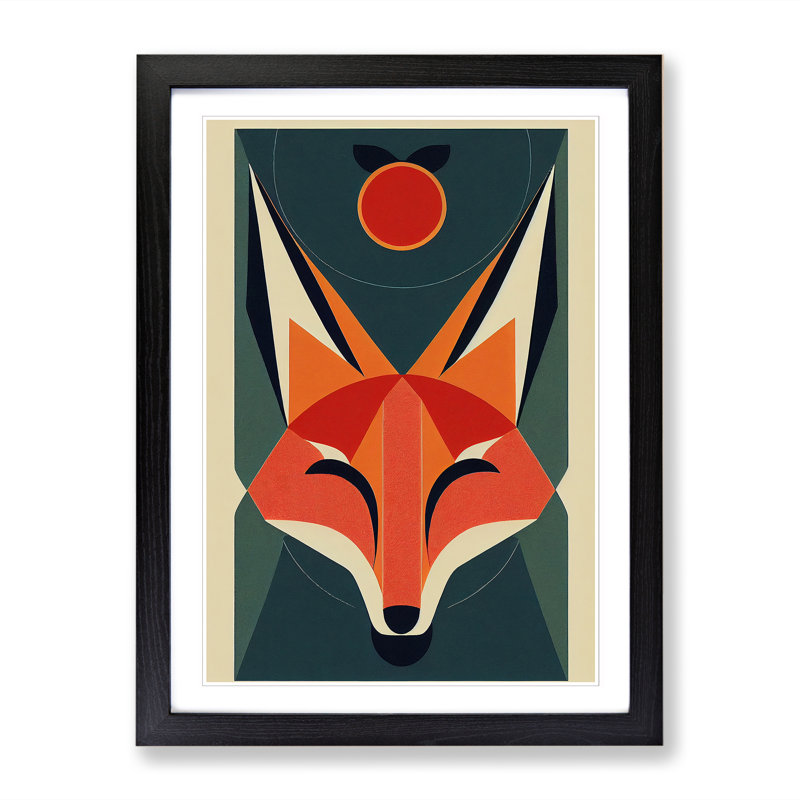 FRM-V0523-1021X Fox Bauhaus - Single Picture Frame Print, 64cm H x 46cm W x 2cm D, Walnut Framed