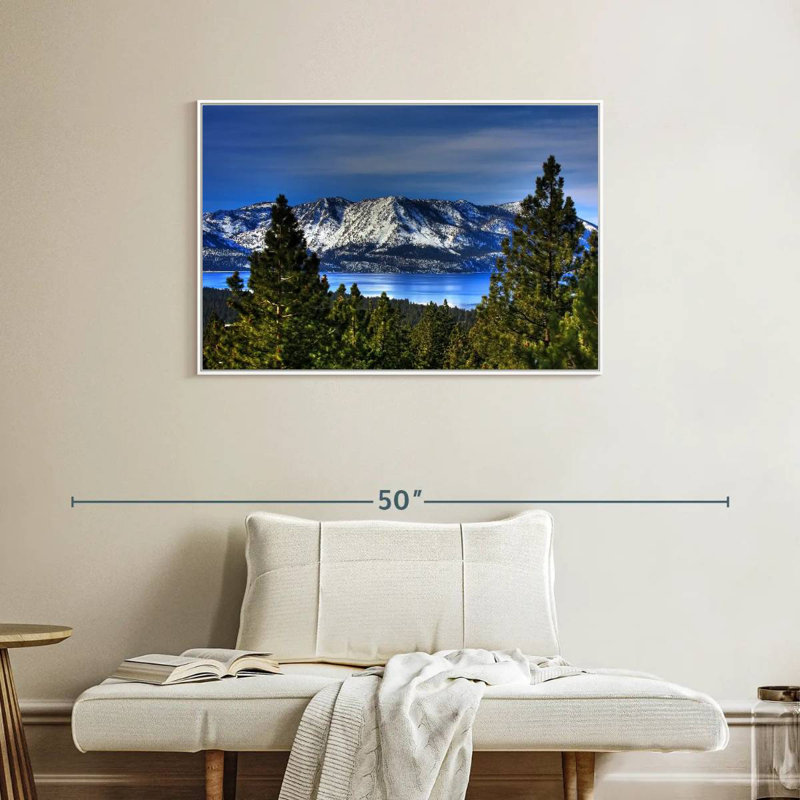 Lac Tahoe, Sierra, Cadre flottant blanc, 37 po x 25 po