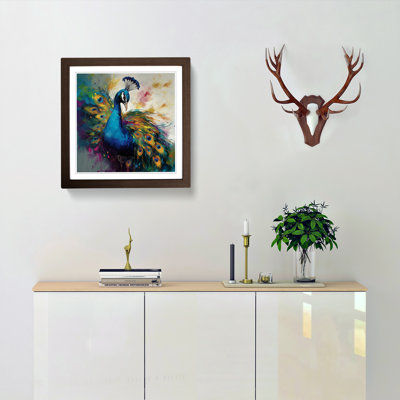 Peacock Gestural Art No.1 - Framed Print