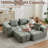 Modular Chenille Cloud Sofa, 3-Piece Boneless L-Shape Sectional with Ottoman, No Assembly-1568298400